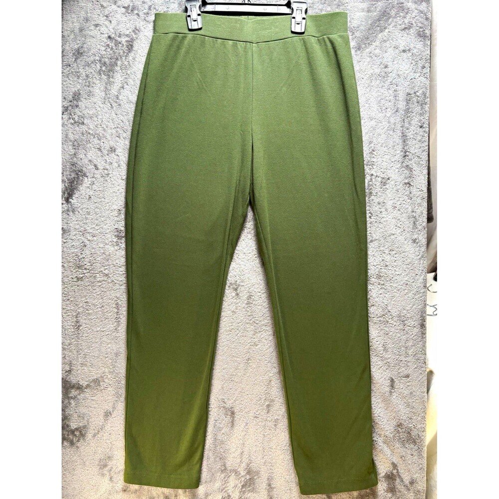 Appleseed's Petites PM Green Knit Pants Pull On Elastic Waist Stretch 27 In